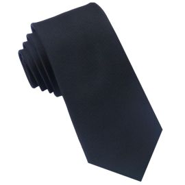 Black Ribbed 6cm Mens Slim Tie