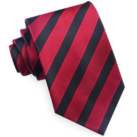 Black with Textured Red Stripes Mens Tie 