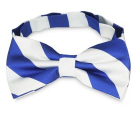 Mens Royal Blue & White Stripes Bow Tie