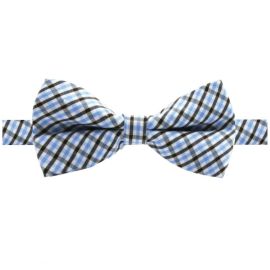 Boys Black, White and Blue Gingham Bow Tie