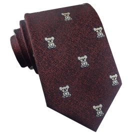 Burgundy with Koalas Textured Tie
