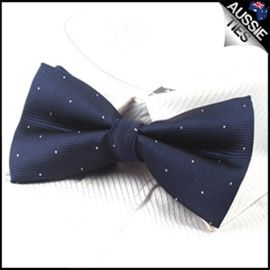 Midnight Blue with small polka dots bow tie