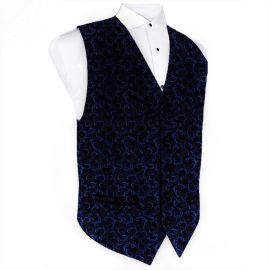 Navy Blue Floral & Black Waistcoat Vest
