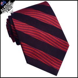 Red and Black Waves Mens Necktie