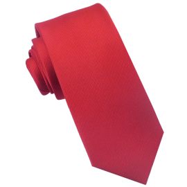red ribbed slim tie