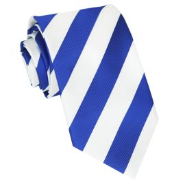 Mens Royal Blue & White Stripes Sports Tie