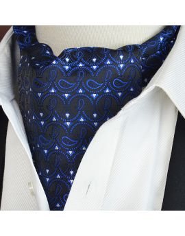 Black with Blue Regal Paisley Ascot Cravat
