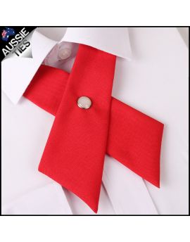 Cherry Red Womens Cross Style Bow Tie