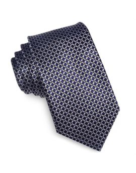 Dark Blue with Gold Crosshatch Design Tie