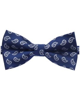 Navy Blue with White Paisley Teardrops Bow Tie