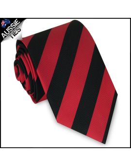Mens Red & Black Stripes Sports Tie