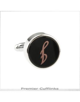 Single Black with Rose Gold Initial I Cufflink