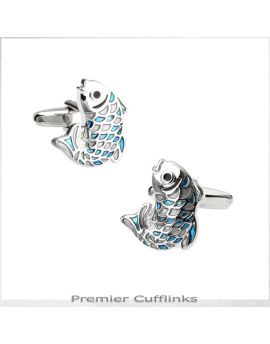 Silver and Turquoise Fish Cufflinks